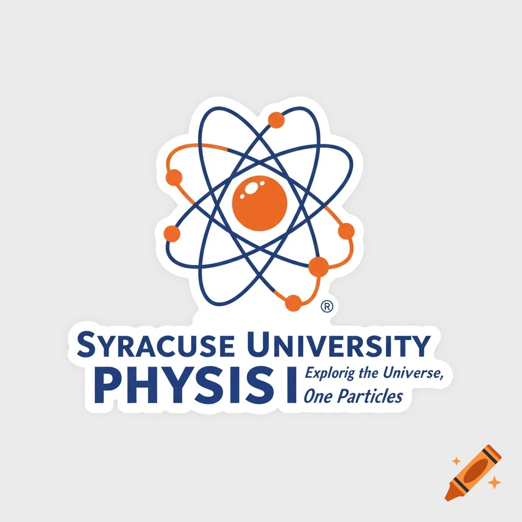 Syracuse University Physics department logo sticker with atom symbol.