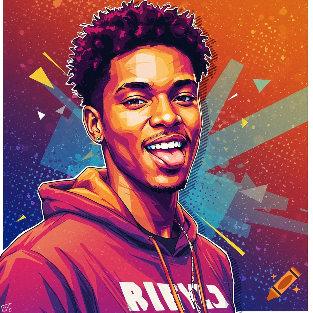 A young man in a red hoodie is smiling.