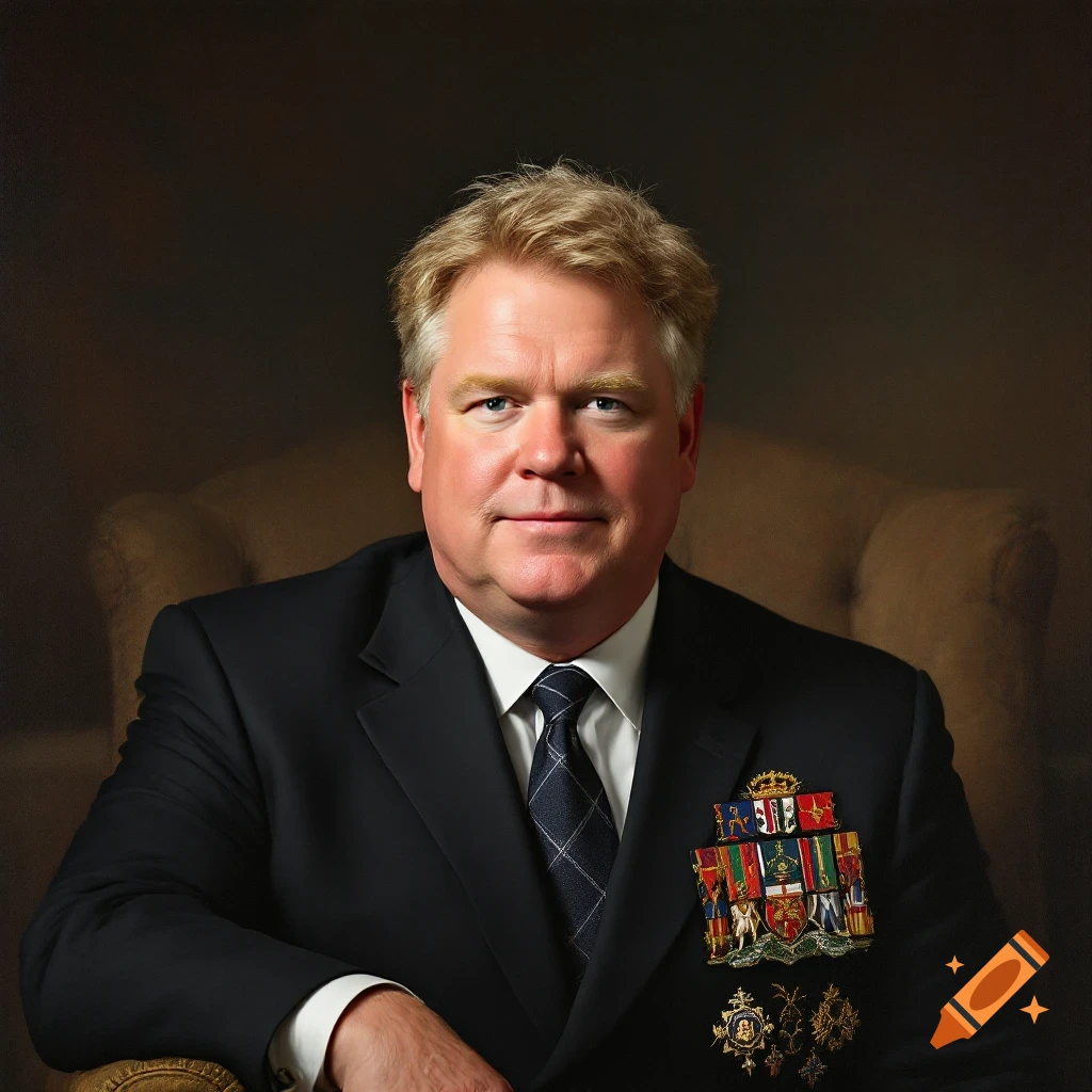 Formal portrait of a man in a dark suit seated, wearing medals and a tie.