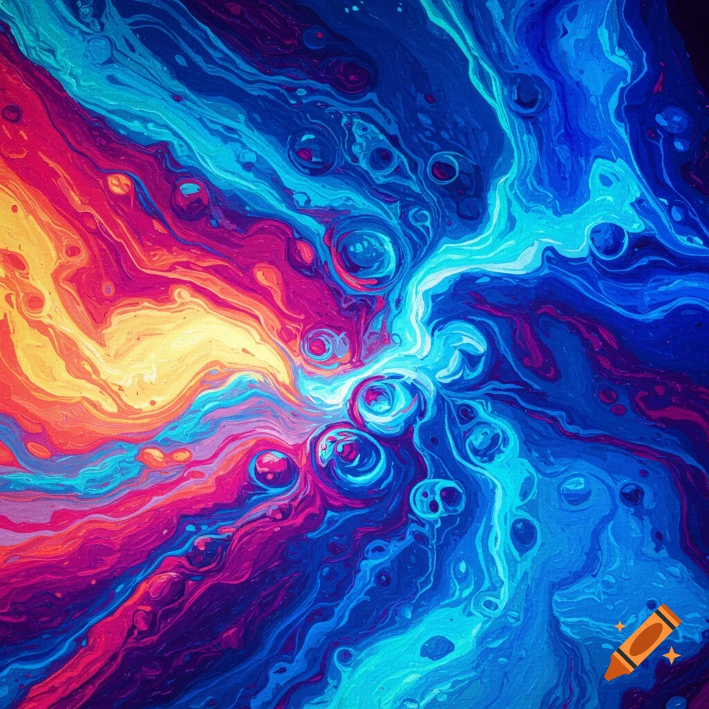 Abstract psychedelic pattern with swirling bright colors