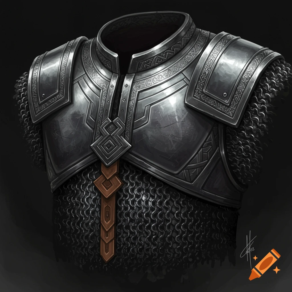 Intricate dwarven armor with chainmail and decorative plates.
