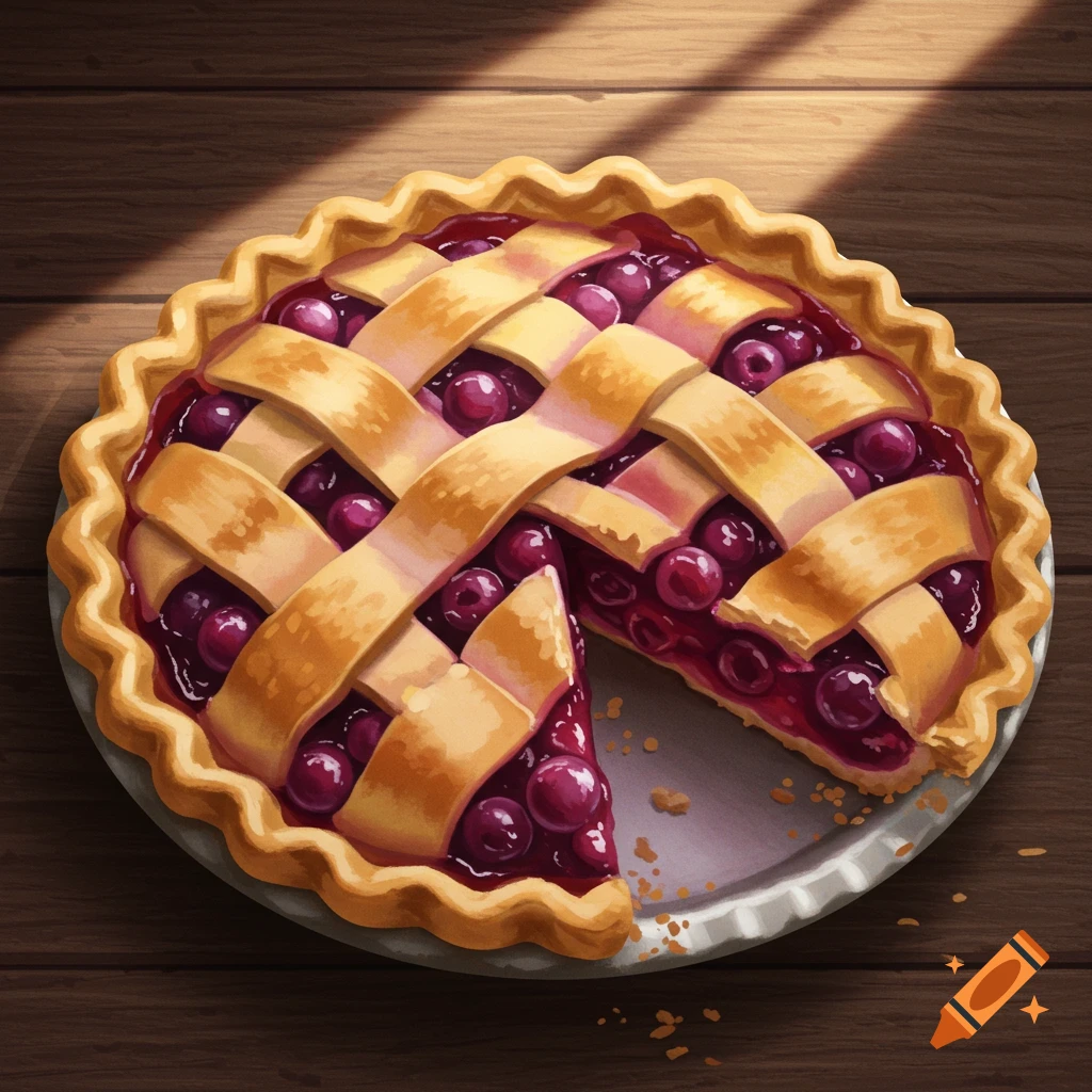 A cherry pie with a slice removed