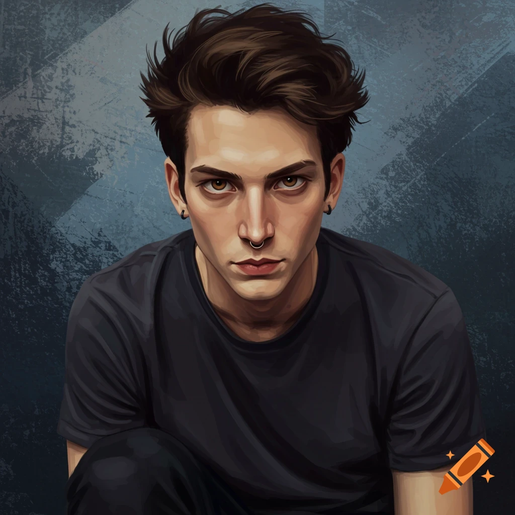 A young man with dark hair and piercings looking directly at the camera.