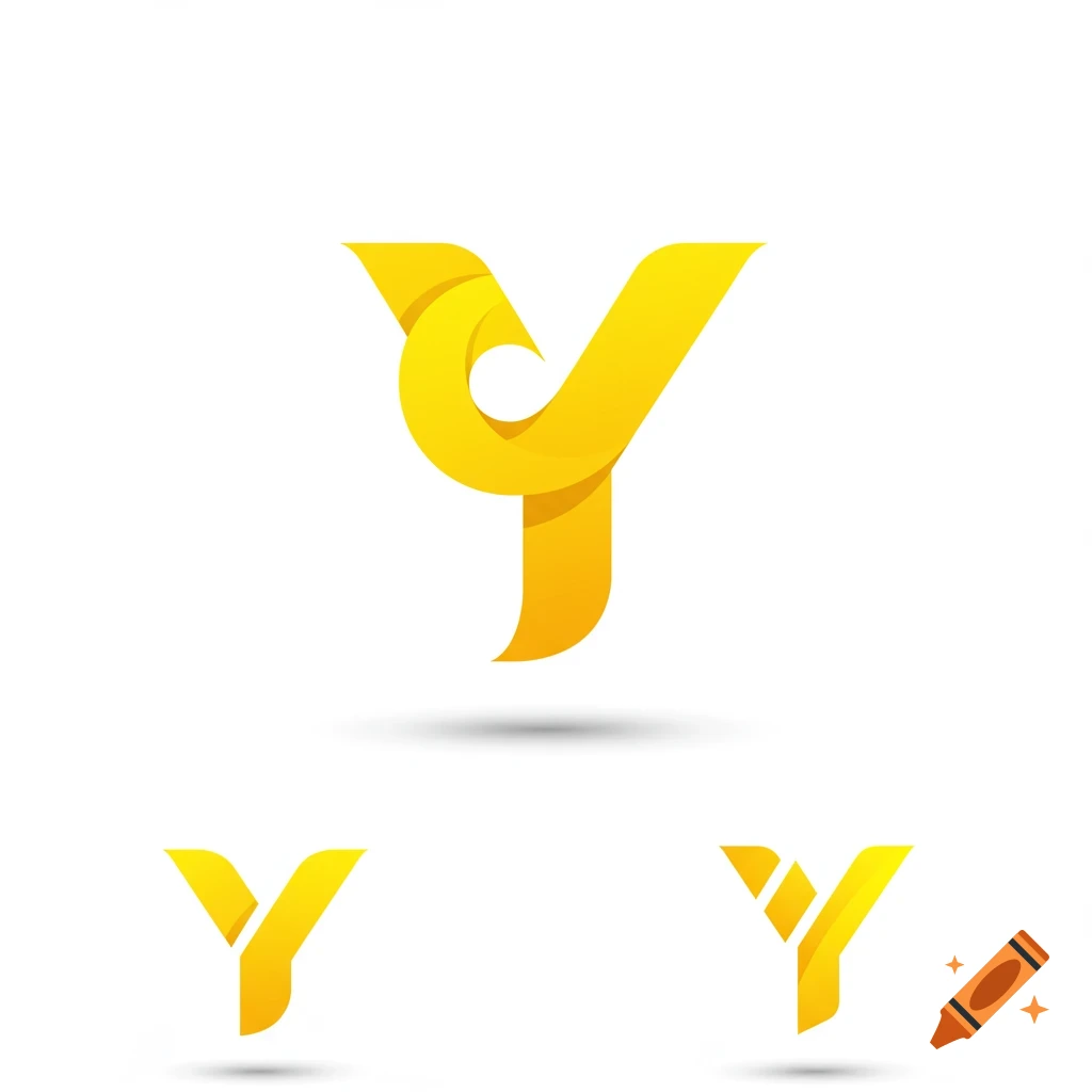 Three variations of a modern yellow letter Y logo against a white background.