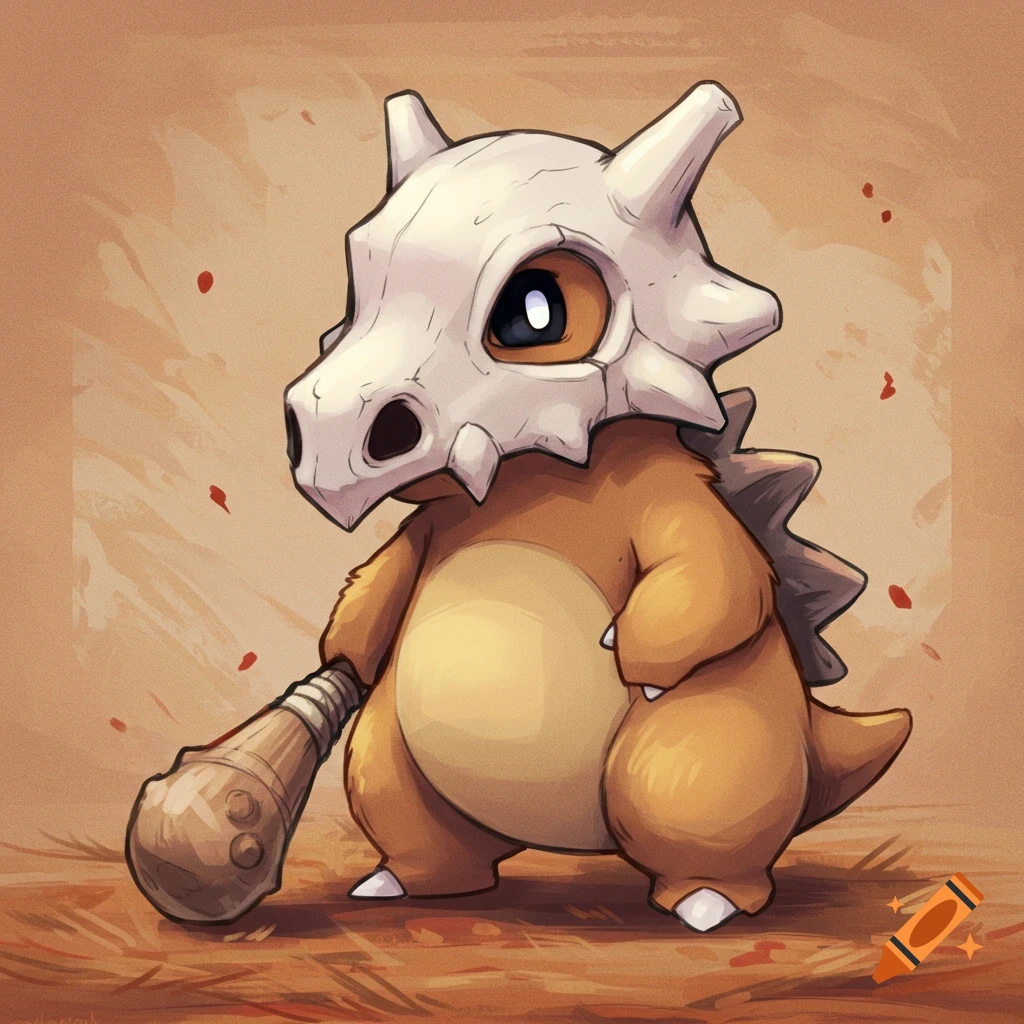 A Pokemon Cubone holding its bone club