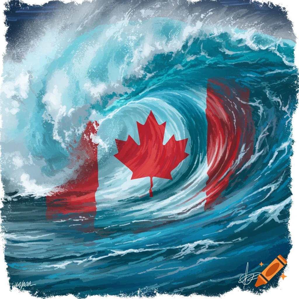 A large wave with the Canadian flag integrated into it.