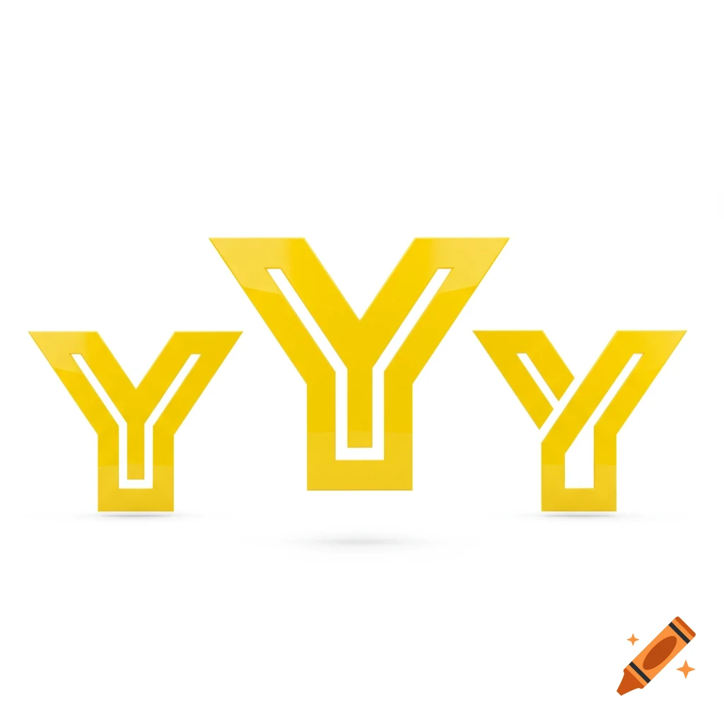 Three glossy yellow Y shapes on white background