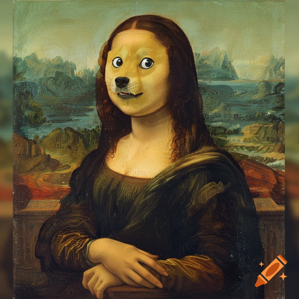 Painting of the Mona Lisa with a Doge head