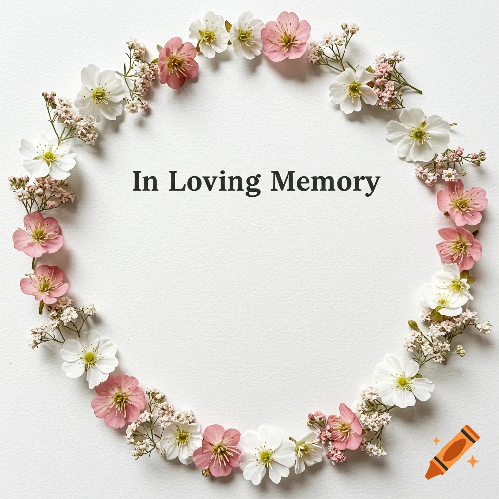 Obituary plaque with 'in loving memory' inscription on Craiyon