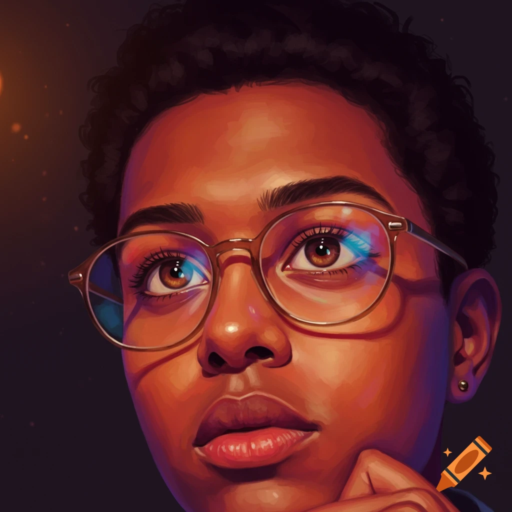 A person with glasses looking up.