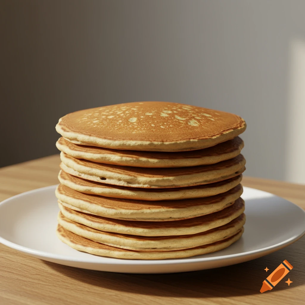 A stack of pancakes on a white plate