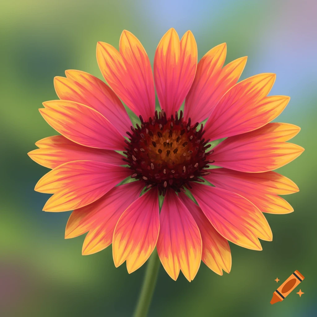 A vibrant red and yellow flower.