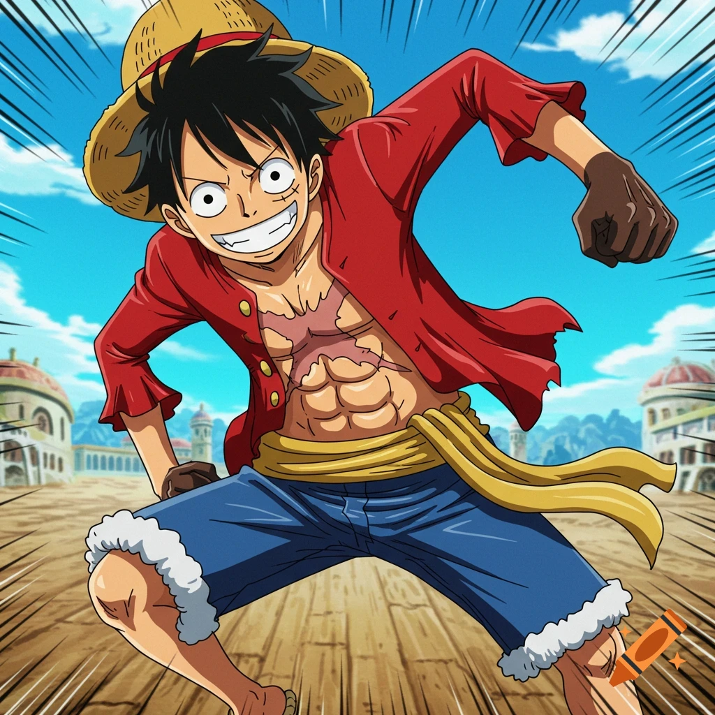 Monkey D. Luffy in a running pose with speed lines
