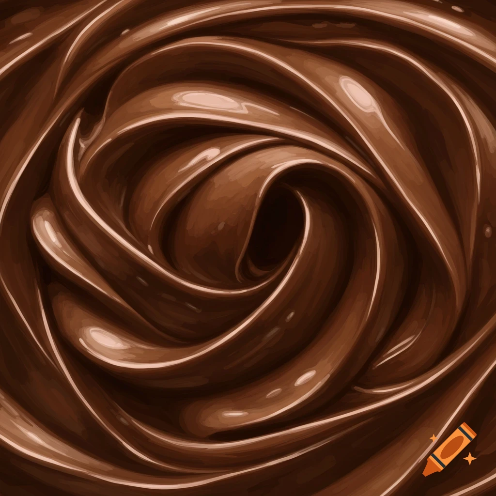 Close-up of swirling dark chocolate mousse texture.