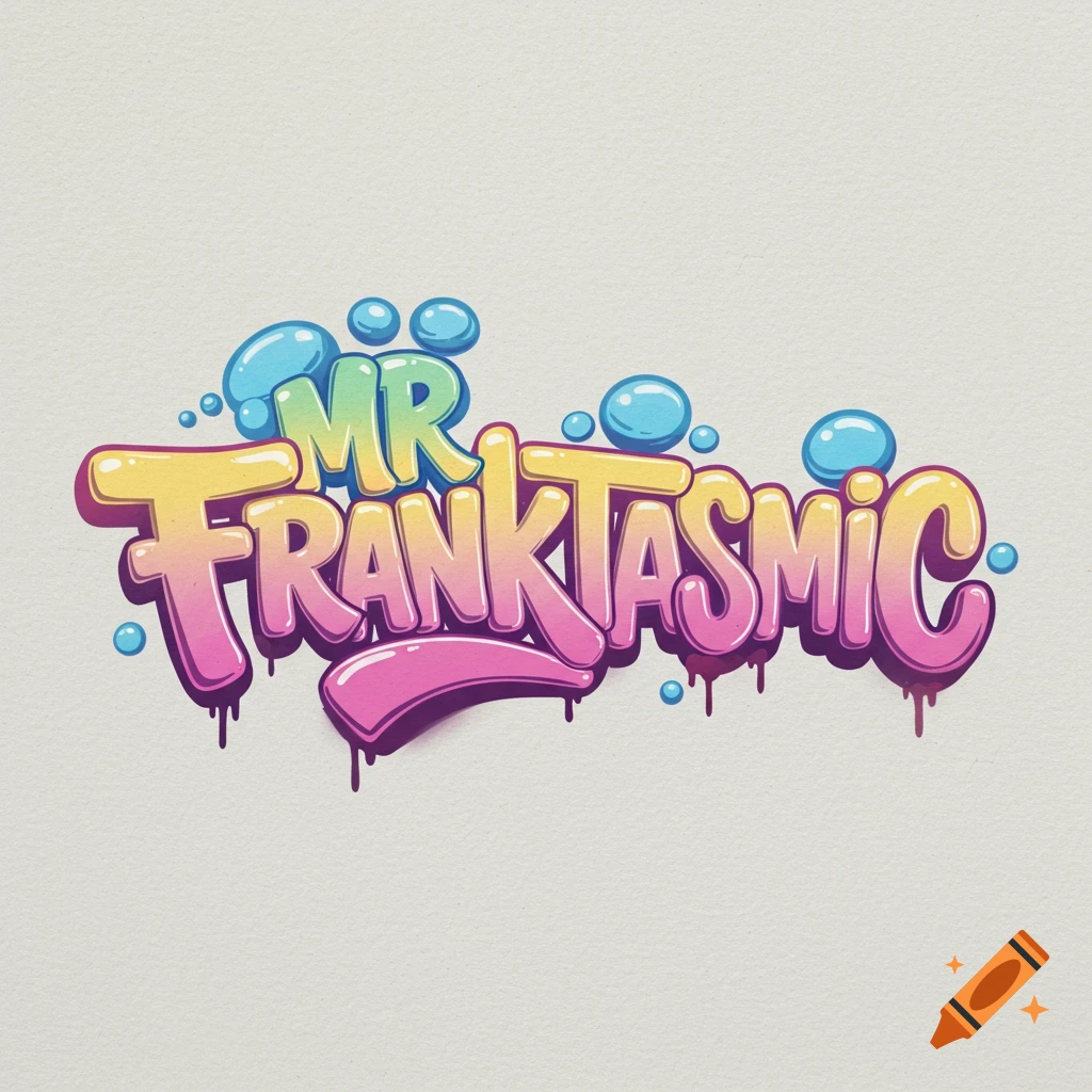 Funky graffiti style image of 'Mr.Franktasmic' with bubbles and drips.