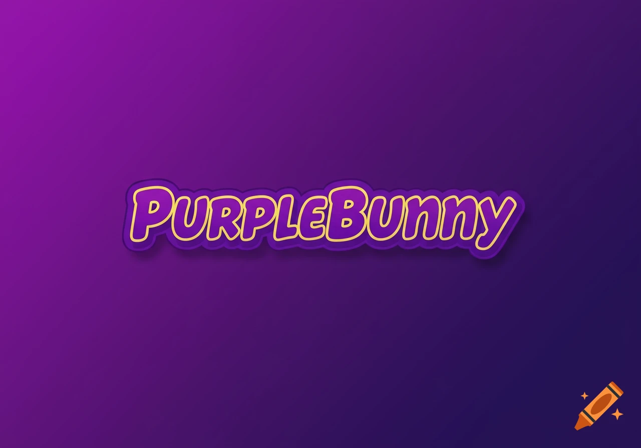 The word PurpleBunny in yellow text with a purple outline on a purple background.