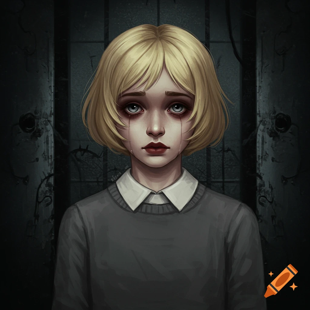 a sad person with blonde hair crying
