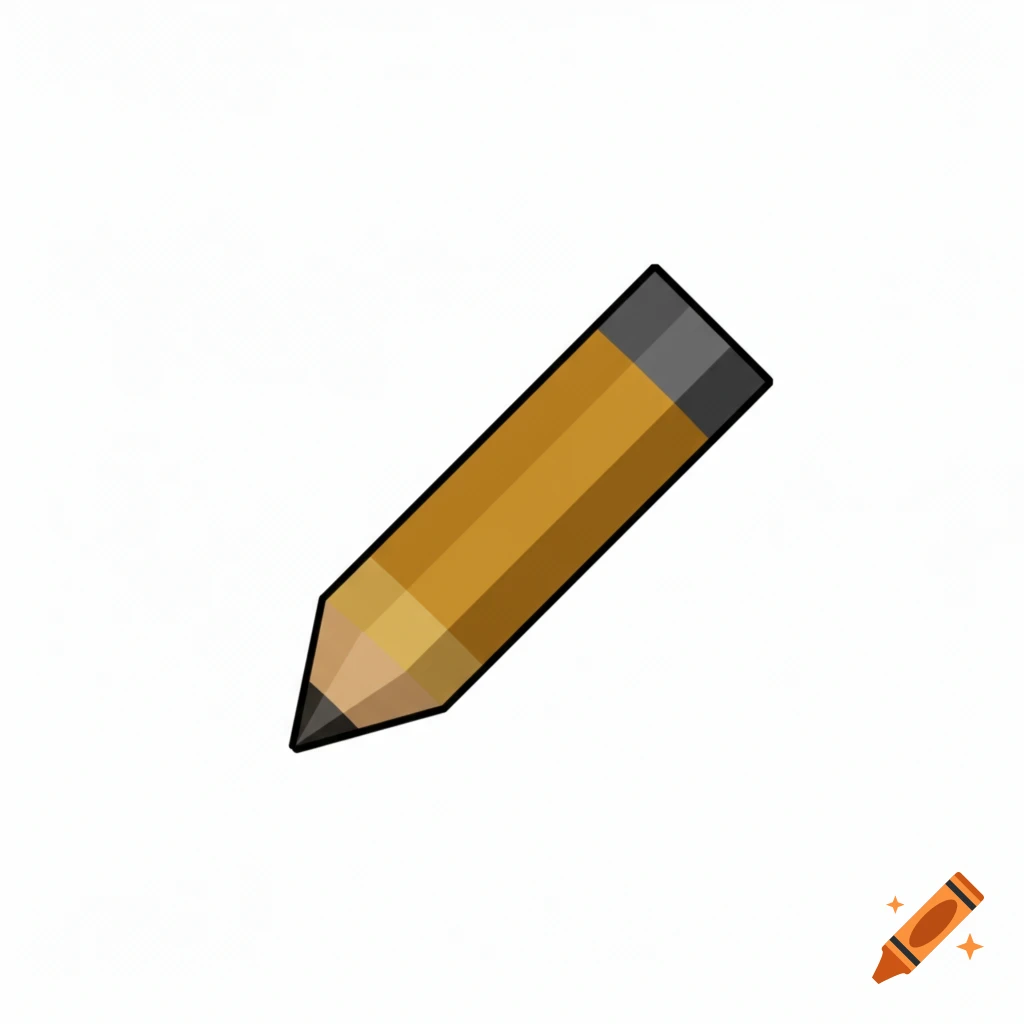 A blocky, low-poly yellow pencil with a black tip and gray eraser, in a style resembling Minecraft inventory icons.