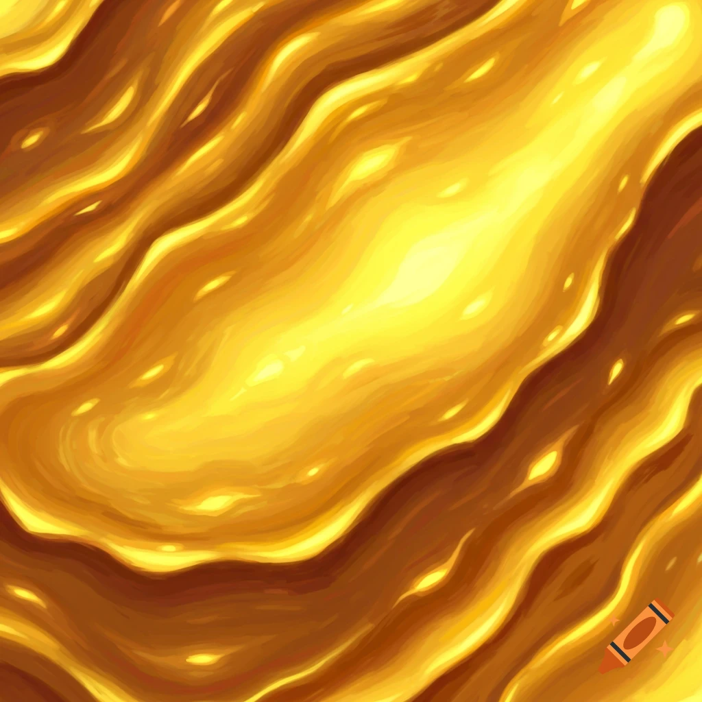 Wavy lines of molten gold with bright highlights.