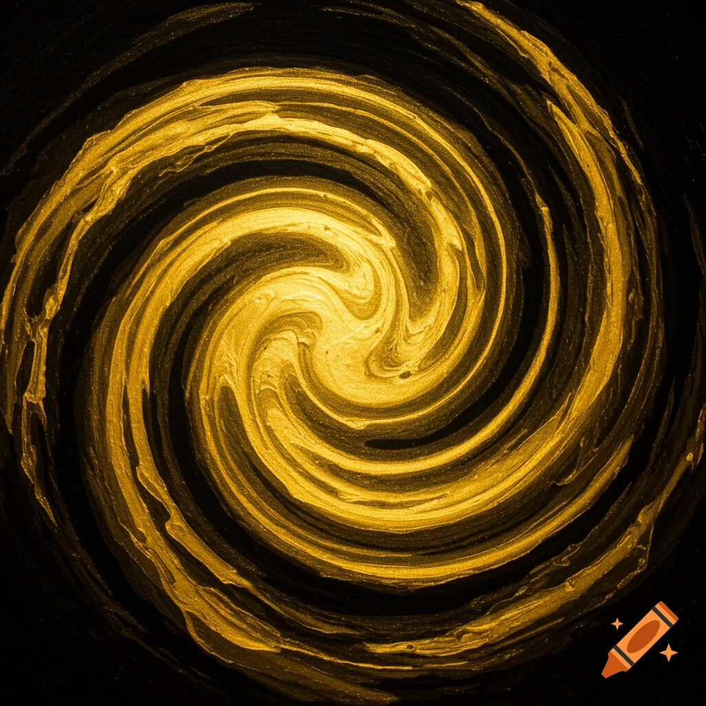 Abstract swirling pattern of metallic gold and black