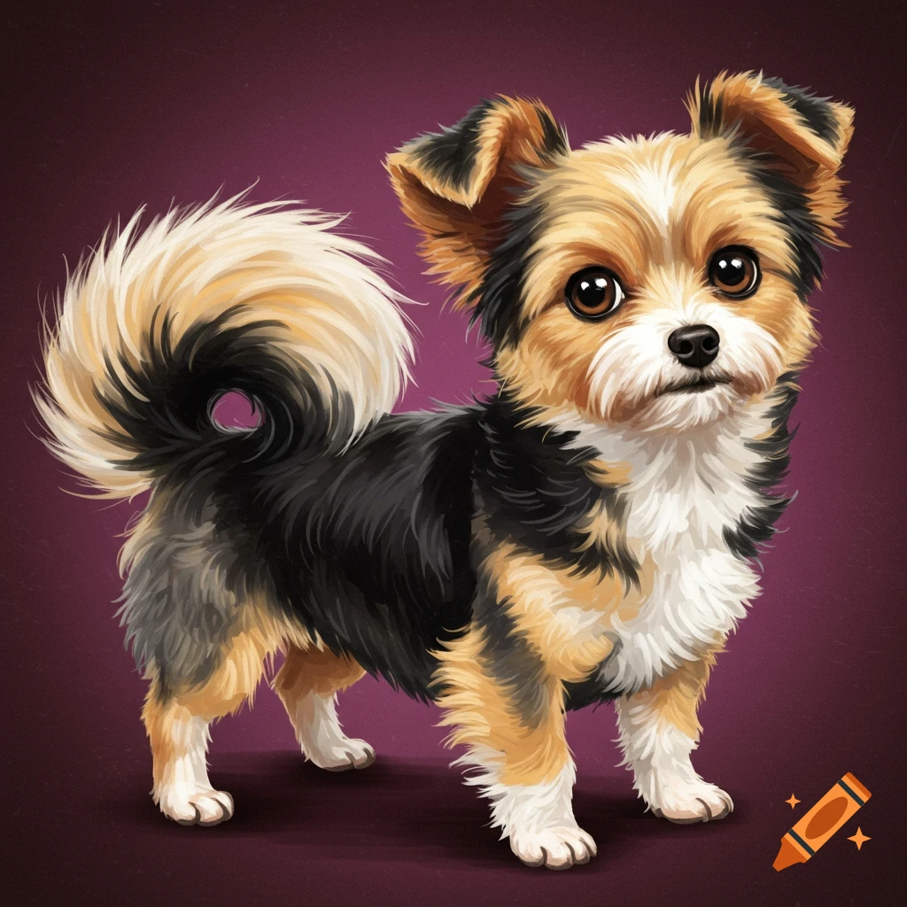 A cute, fluffy terrier mix puppy.