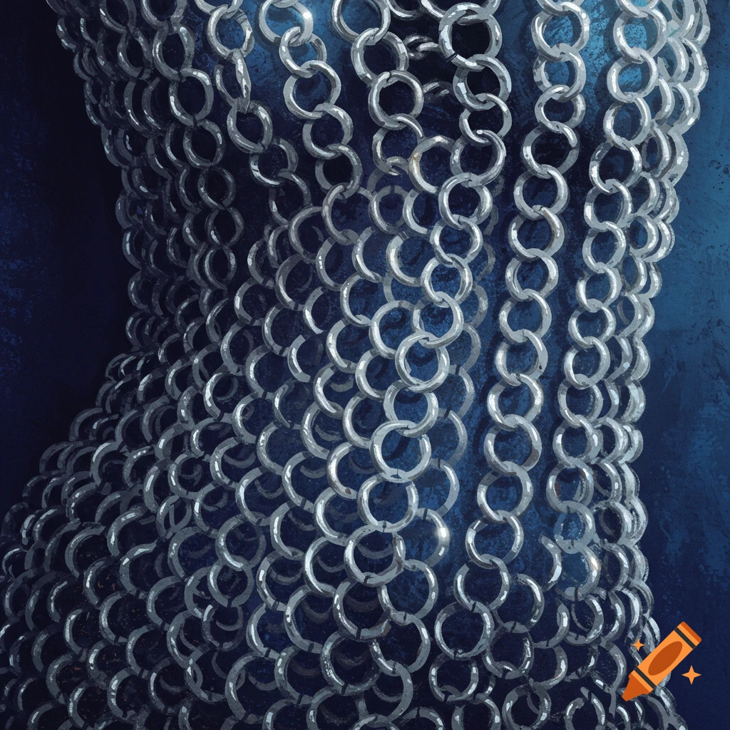 A close-up of chainmail texture.
