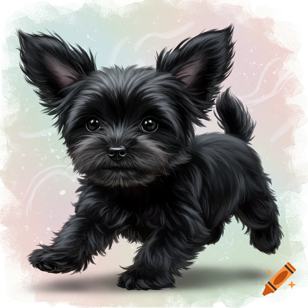 Black puppy running