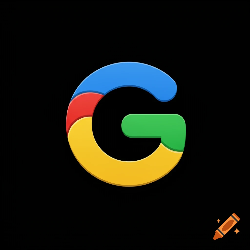 A stylized G logo in blue, red, yellow, and green on a black background with a glossy, 3D effect.