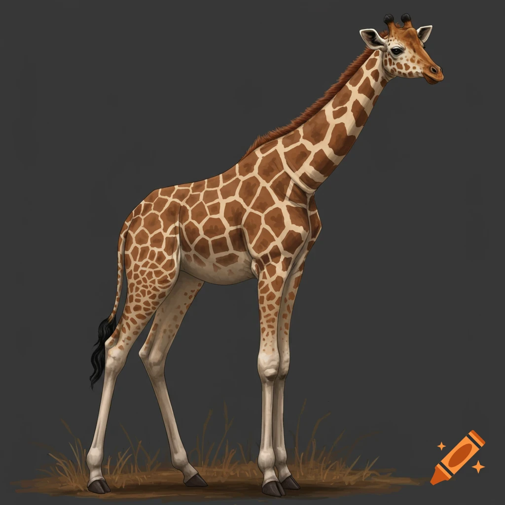 A creature with a giraffe body and a wolf head and tail.