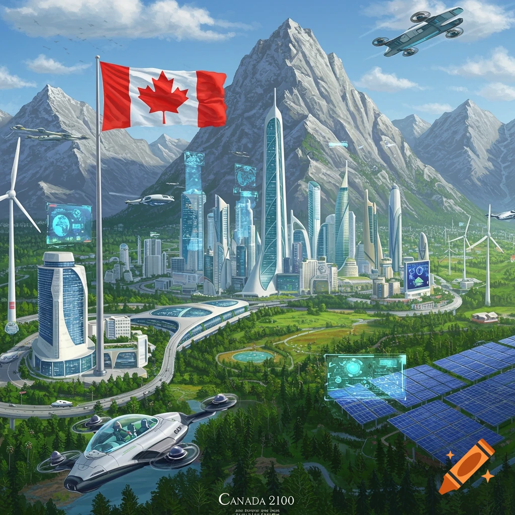 Panoramic view of a large city and harbor nestled in a mountain valley ...