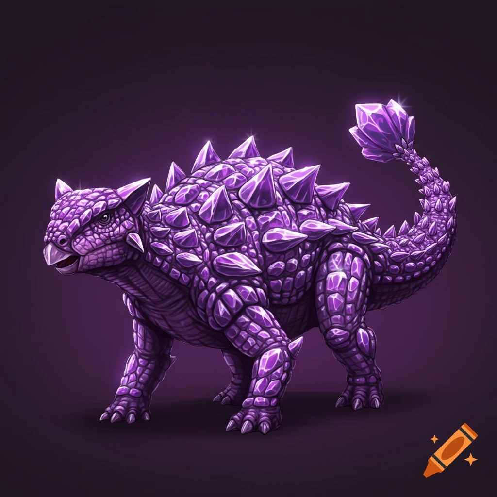 A purple gemstone ankylosaurus.