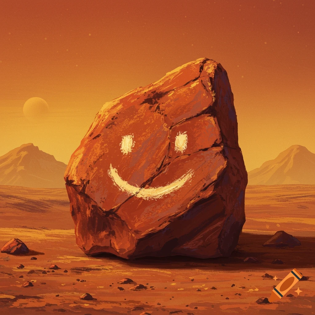 A smiling rock on the surface of Mars