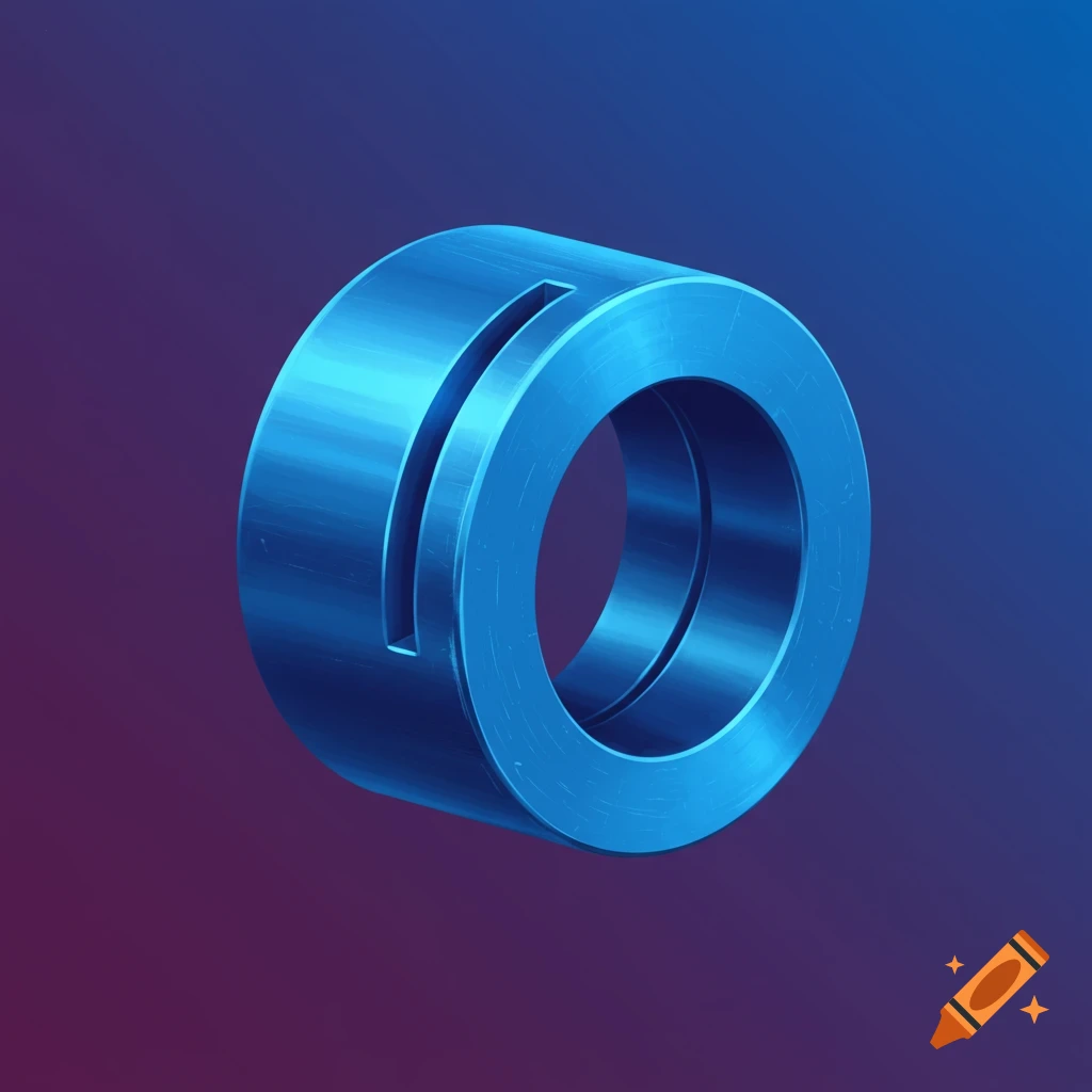 A shiny blue hollow cylinder with a slot against a gradient background.