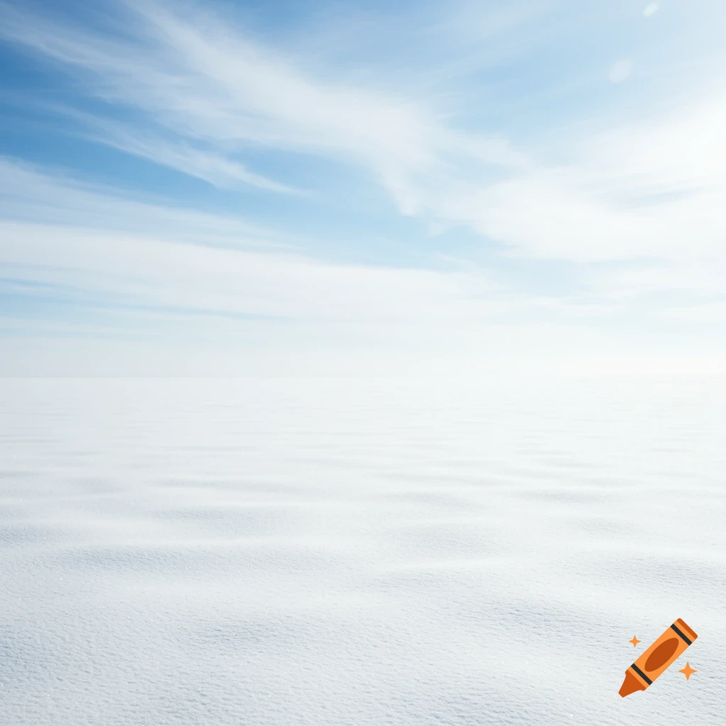 A vast expanse of snow under a blue sky with clouds.