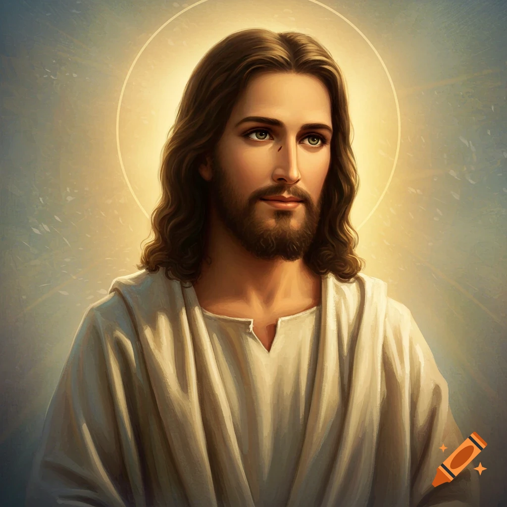 portrait of Jesus with a halo