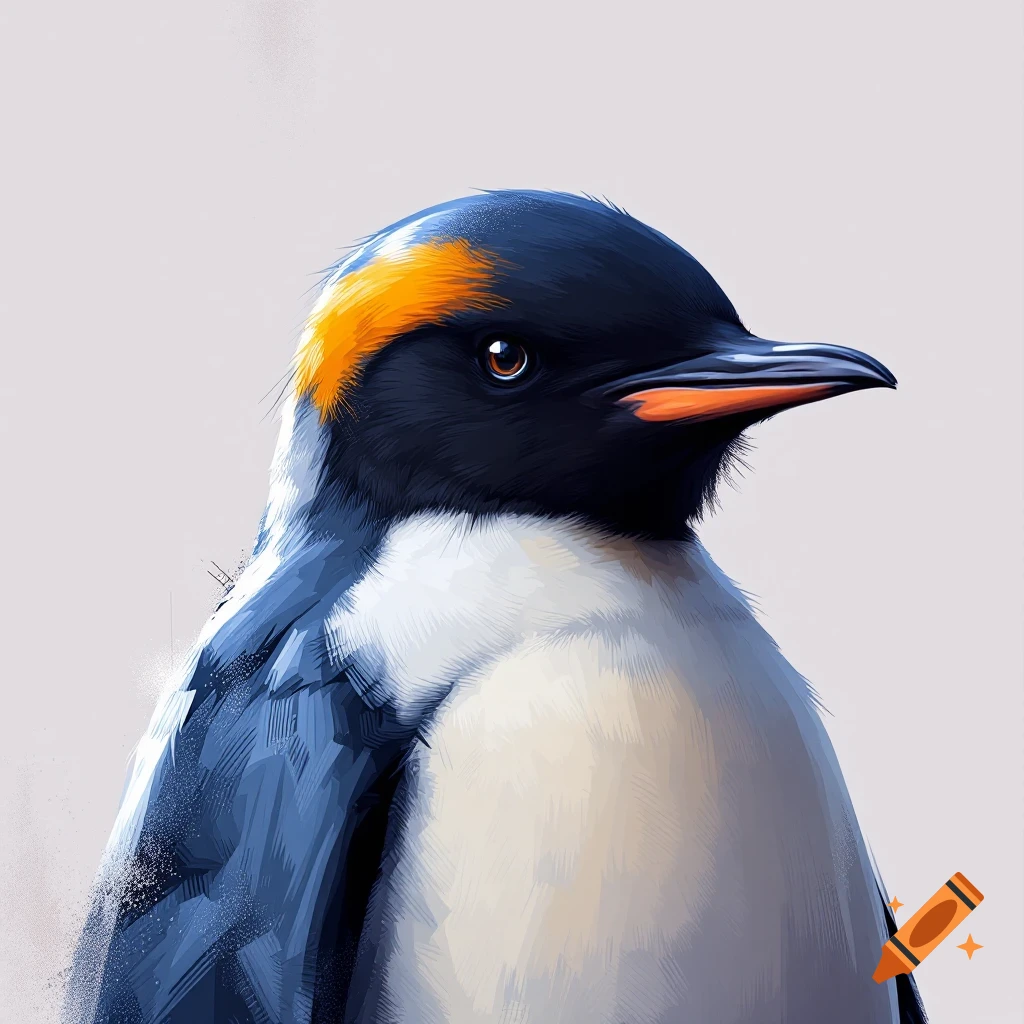 Close-up of a penguin head and chest.