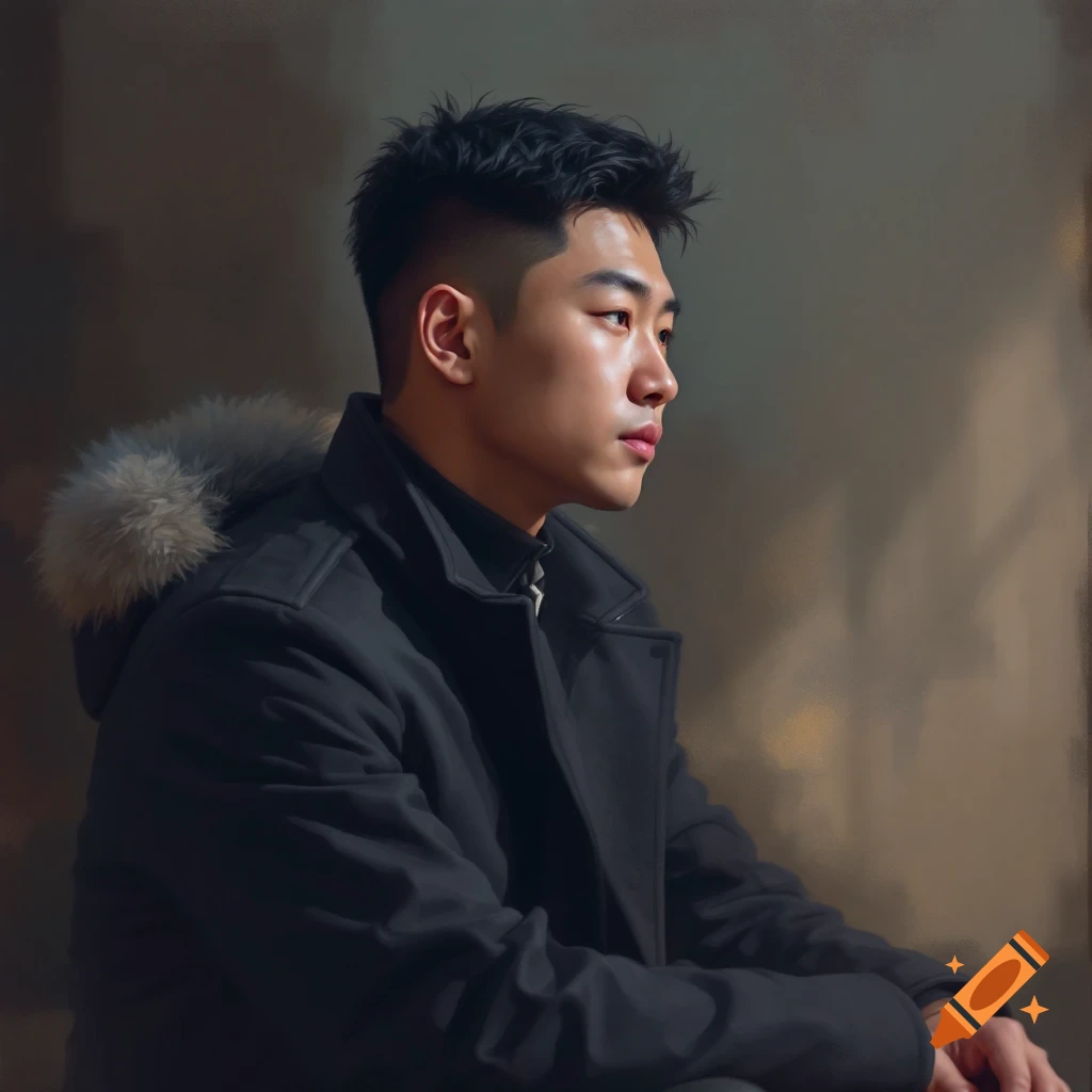 A portrait of a man in a dark jacket with a fur hood looking to the right.