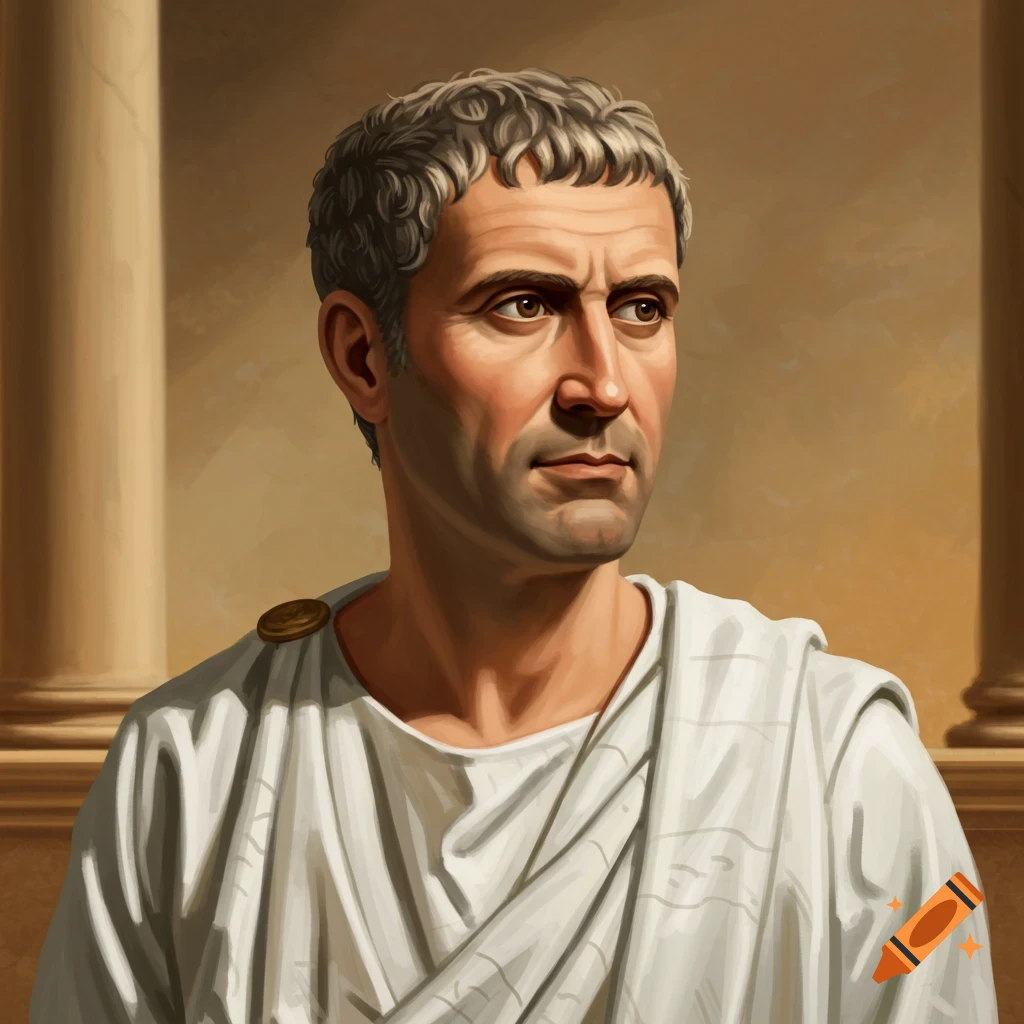 Man resembling Marcus Tullius Cicero in a toga