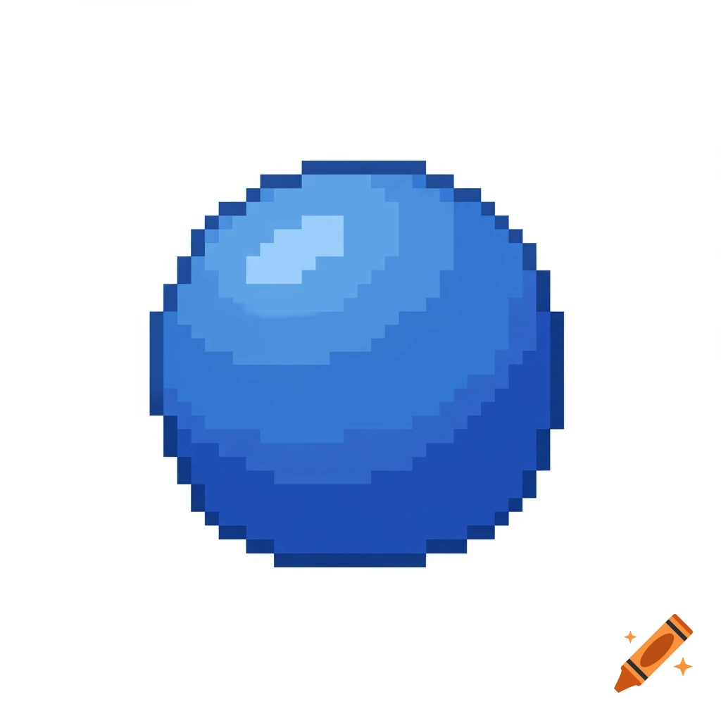 A pixel art blue sphere.