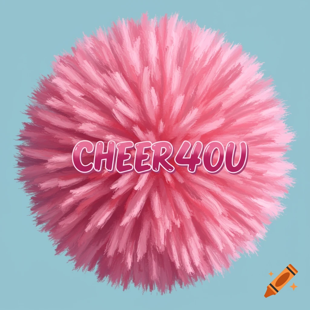 A pink pompom with the text CHEER4YOU