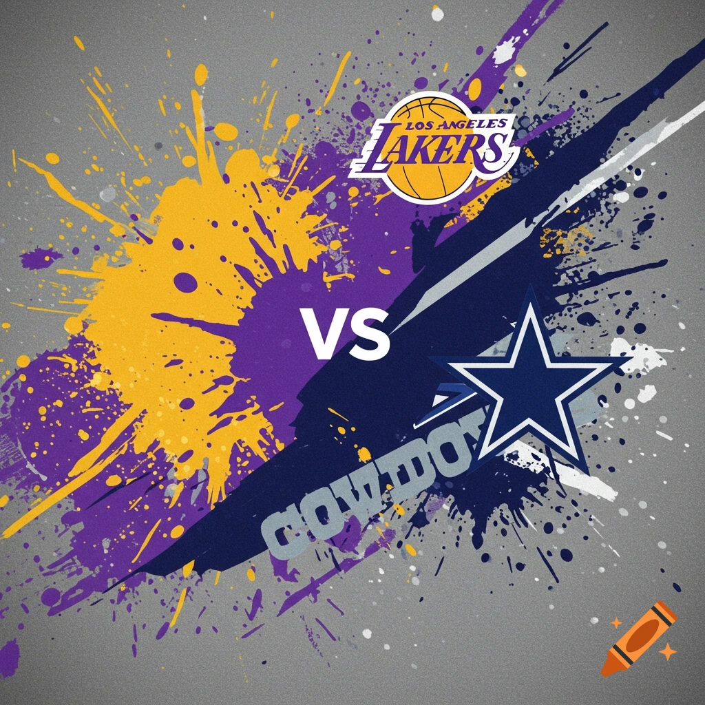 Los Angeles Lakers and Dallas Cowboys background on Craiyon