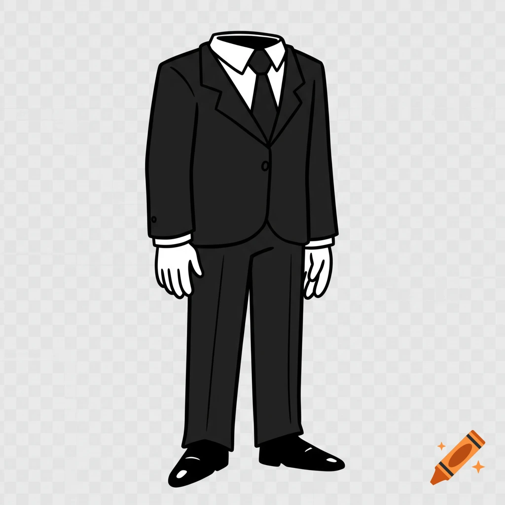 Cartoon headless man in a black suit