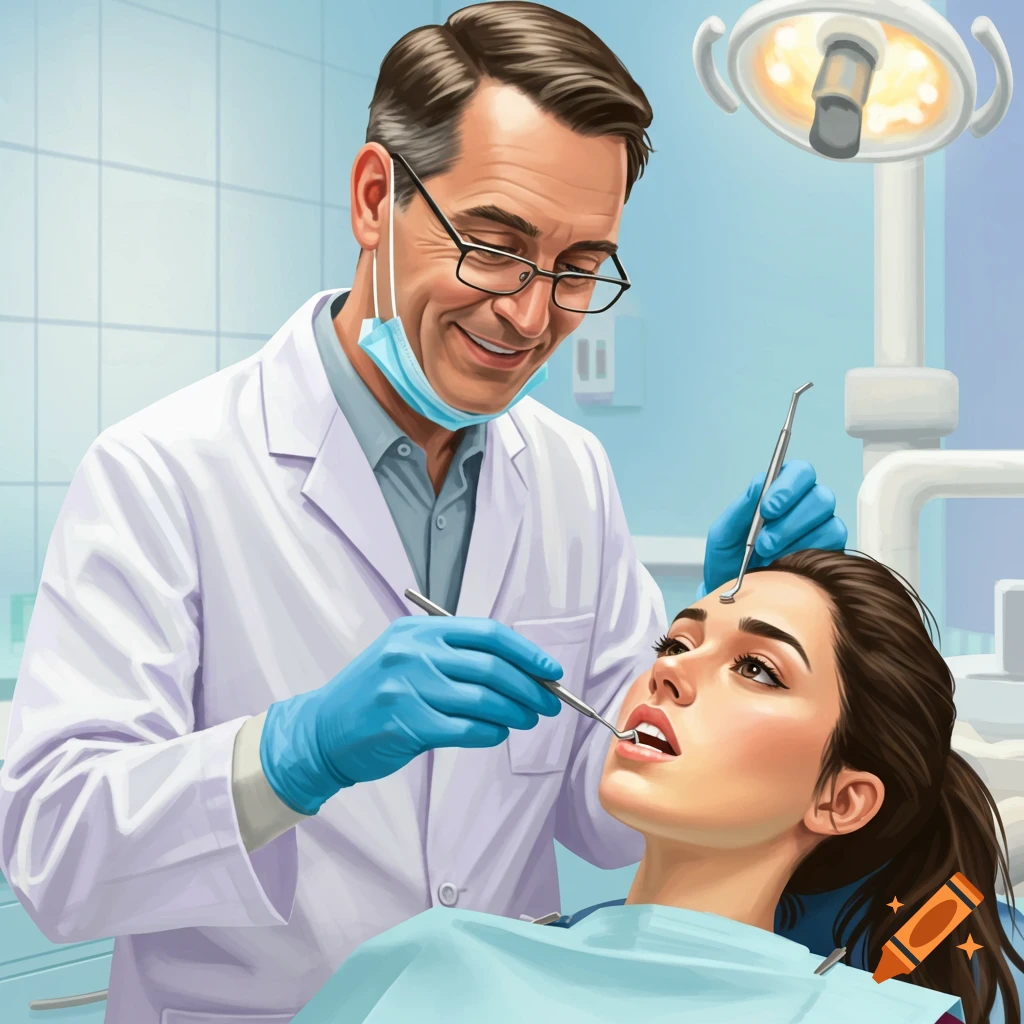 A dentist examining a patient's teeth.