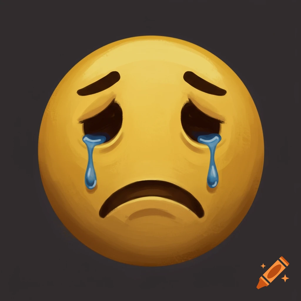 A sad yellow emoji with tears