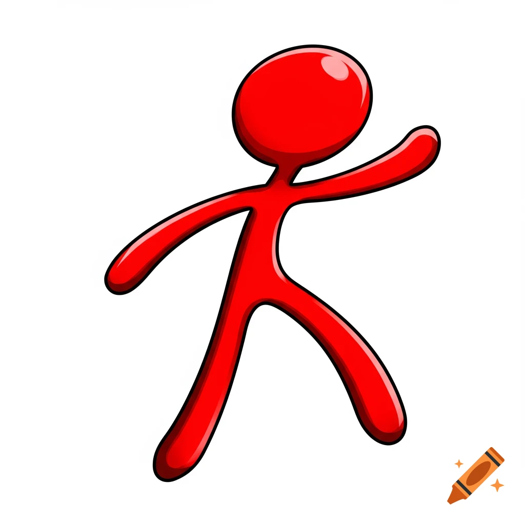 A red stickman figure on a white background