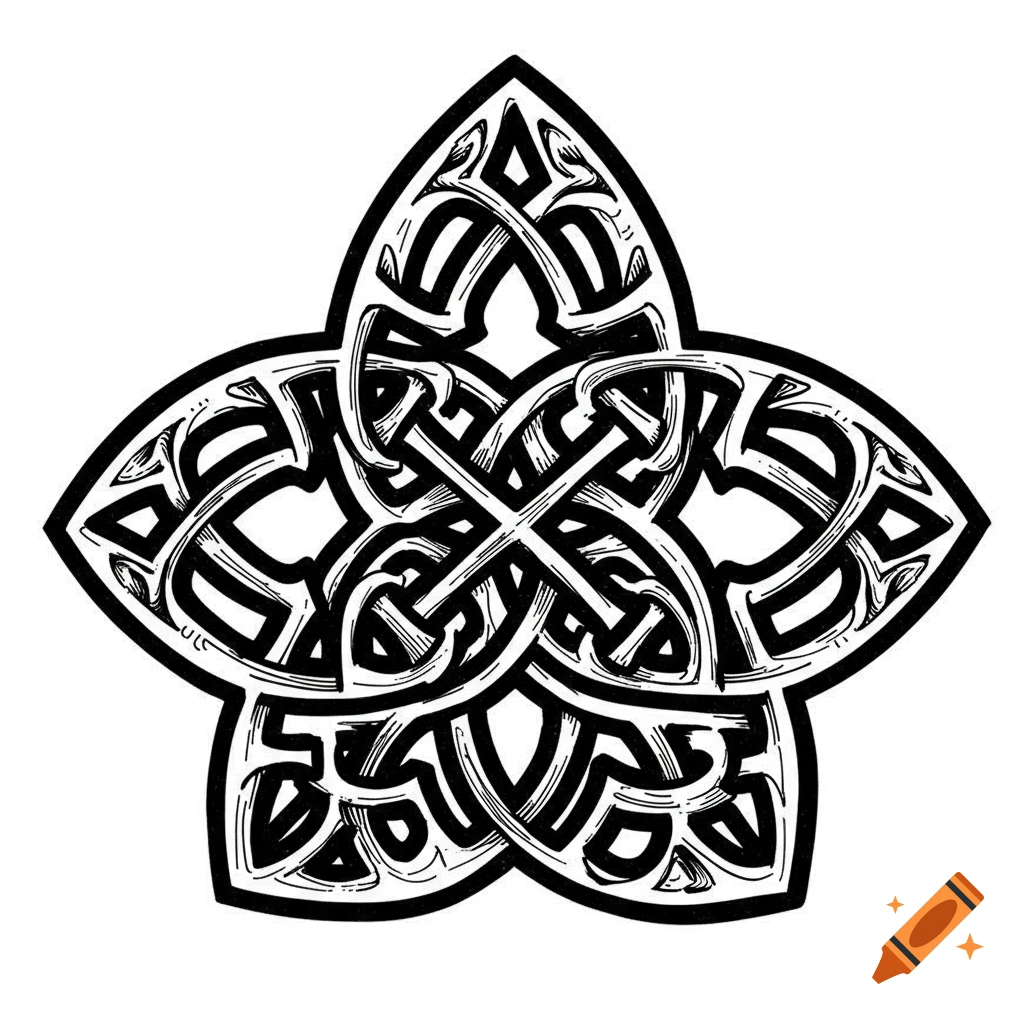 A black and white Celtic knot design