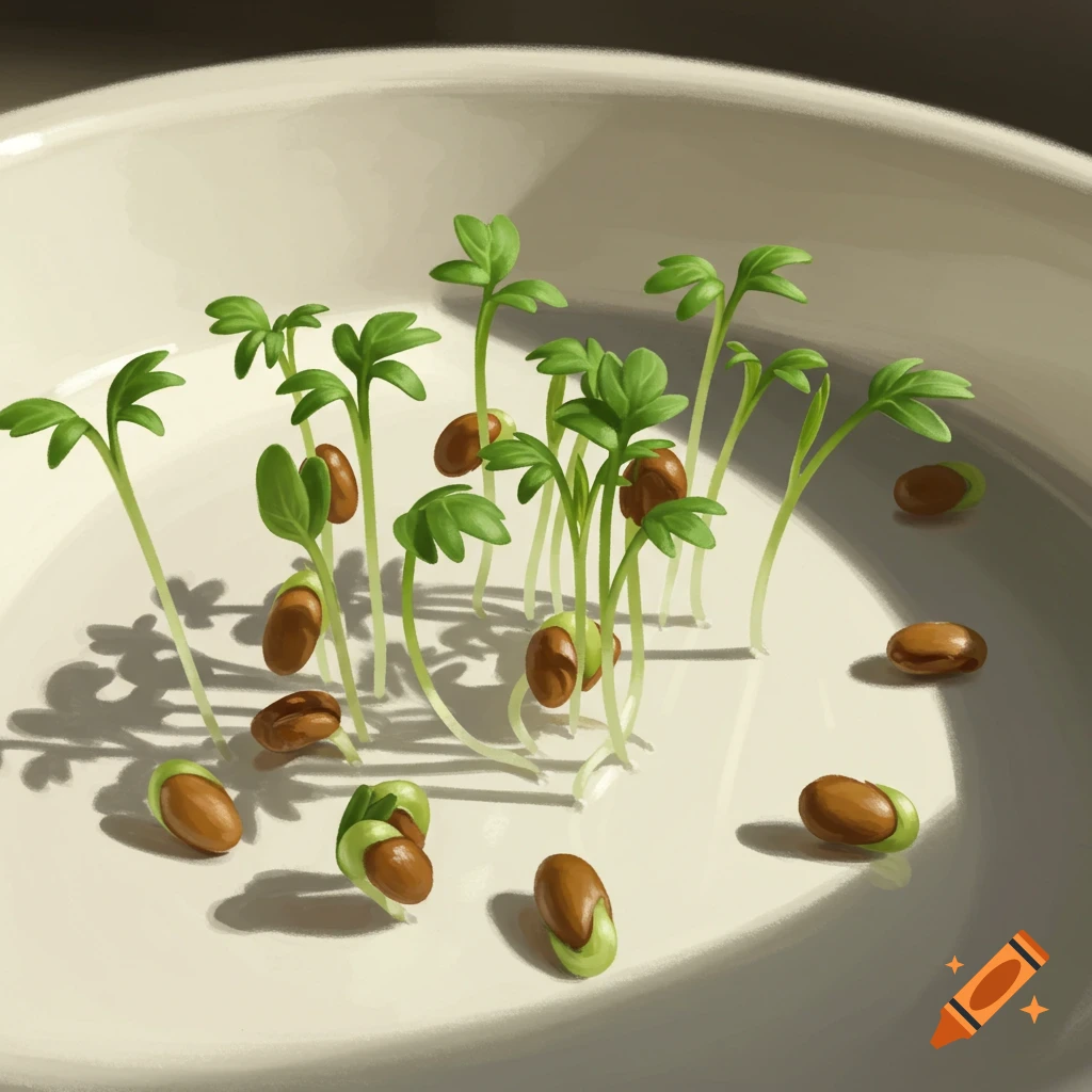 Seedlings growing in a bowl