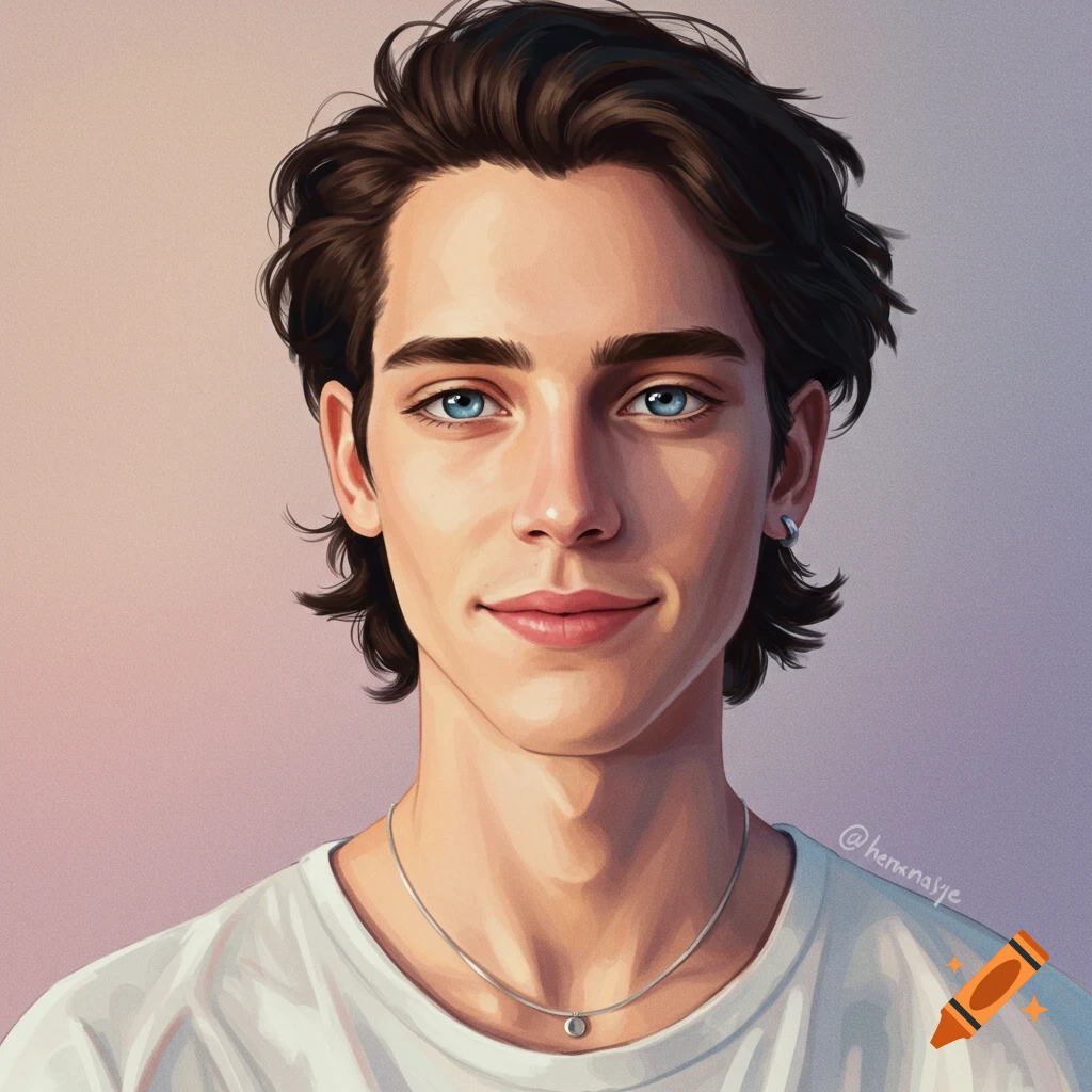 Portrait of a young man with blue eyes.