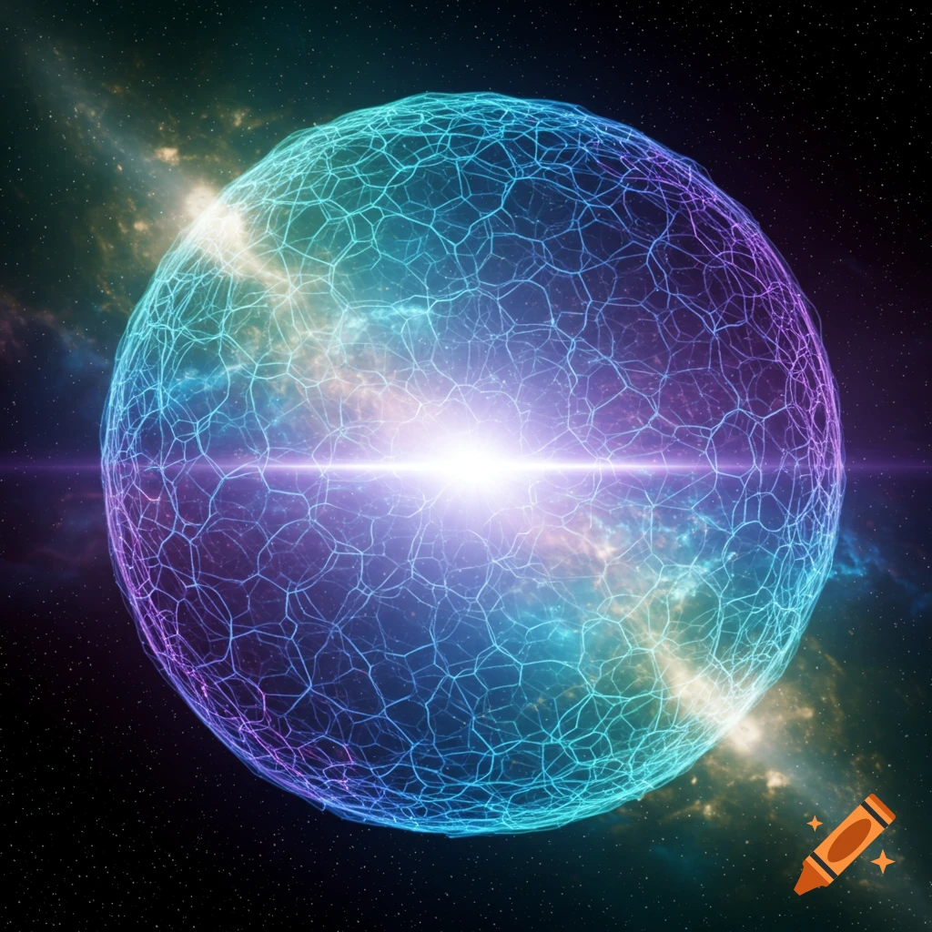 A glowing abstract sphere in space
