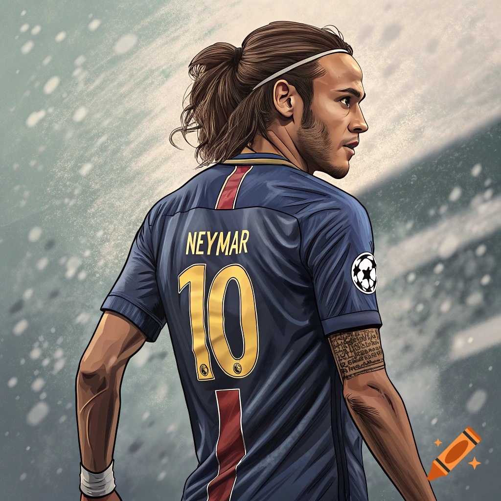 Stylized portrait of Neymar in a soccer jersey with number 10